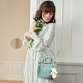 Miniatyrbillede 5 af 5: Kvinders Crossbody Mode Top Håndtaske Damer Skuldertasker PU Læder Satchel Taske Piger Messenger Tasker Punge Håndtaske med Bjørn Vedhæng Green
