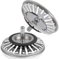 Miniatyrbillede 1 af 5: 2 stk. vaskestop/vaskprop til køkken/badeværelse, diameter 80 mm med kugleende, rustfrit stål