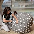 Miniatyrbilde 4 av 5: Oppbevaringssekk for utstoppede dyr i form av en sittepuff for barn 18 inches Grey stars