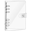 Miniatyrbillede 1 af 7: Ringbind-omslag i klar, blød PVC, 6-huls ringbind, vandtæt løsblads notesmappe med gennemsigtig lineal, notesomslag, genopfyldelig A6