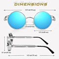 Miniatyrbilde 4 av 4: Polariserte solbriller runde retro metallramme Steampunk for menn og kvinner unisex