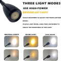 Miniatyrbild 5 av 5: 12v-24v LED-läslampa, dimbar läslampa för husbil med USB-laddare, för husbil, lastbil, släpvagn, husbils sänglampa, 2 st - svart Cy black