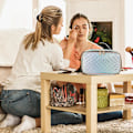 Pikkukuva 4 / 5: Kannettava Pu-timanttikosmetiikkalaukku, jossa on taianomainen värilaser-design, täydellinen matkustamiseen ja säilytykseen.