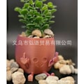 Miniatyrbild 7 av 7: Heeky Smiley krukväxt - bedårande blomkruka med lekfullt långfingerdesign - unik planter för suckulenter - rymmer små växter brown