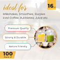 Miniatyrbild 6 av 6: 100 st Plast Smoothie Muggar med Kupollock Smoothie Mugg med Lock för Smoothies - Återvinningsbara Muggar (100-pack) 16oz