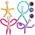 Miniatyrbilde 1 av 4: 4 stk Teleskopisk sugekopp Giraff leketøy, Formendrende Giraff Teleskoprør Tegneserie Puslespill Sugekopp Foreldre-barn Interaktiv Dekompresjonsleke With light