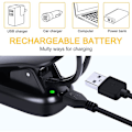 Miniatyrbillede 4 af 5: Genopladelig 14 LED-boglampe, klips på sengelæselampe, nodestativlampe, 3 lysstyrker og 2 svanehalse lyser op 2 hele sider. Perfekt til bogorme,