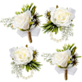 Miniatyrbilde 1 av 5: 2 stk. Hvite roser Dame håndleddsblomst og herre knapphullsblomst Passer for brud og brudepike bryllup ball
