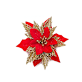 Miniatyrbillede 1 af 5: 12 stk. Jule-Juleblomst Røde Juletræ Blomster Kunstige Juleblomster Deco Juleblomst Med 12 Stilke Og 12 Klips