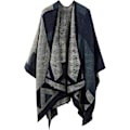 Miniatyrbild 1 av 5: Vinterhalsduk Sjal Poncho Cape - Dam Varm Öppen Framtill Tryckt Vändbar