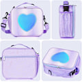 Miniatyrbilde 9 av 9: Lunsjpose Isolerte Lunsjboks for Jenter - Regnbue Tote Bag Lekkasjesikker Termisk Gjenbrukbar Kjølerpose Piknikpose for Kvinner Skole Kontor Utendørs Purple