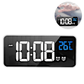 Miniatyrbild 3 av 5: LED-display digital väckarklocka, USB-laddningsport, ljudkontroll, alarmsignaler, justerbar volym och ljusstyrka, 12/24 H, snooze-funktion, sovrum