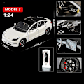 Pikkukuva 4 / 5: 1:24 Tesla Model 3 Model Y Model S Model X Metallivalu Die Cast -auto pienoinen ääni ja valo lapsille lelukeräily syntymäpäivälahja Model 3 Blue