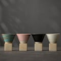 Miniatyrbilde 4 av 5: ZHOUBA 150ML Keramisk Trakt Kaffe Kopp med Base Håndlaget Latte Cappuccino Te Espresso Konisk Krus 150ML Pink