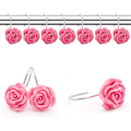 Miniatyrbillede 2 af 5: Dhrs 12 stk. Hjemmemode Dekorative Anti Rust Bruseforhængskroge Rose Design Bruseforhæng R(hy)