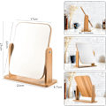 Miniatyrbillede 4 af 4: Træ Makeup Spejl Sminkebord Spejl 360° Drejelig Bord Spejl Kvadrat Spejl til Sminkebord Skrivebord, Badeværelse, Soveværelse