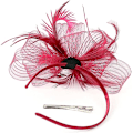 Miniatyrbild 2 av 4: Kvinnlig Fascinator Hatt Blomma Bröllop Fascinator Hårband Fjäder Flapper Brud Hårprydnad Huvudbonader Pillbox Hatt Bowler Mini Topphatt
