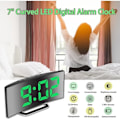 Miniatyrbild 2 av 4: Digital väckarklocka för sovrum, 7'' LED-spegelskärm, 2 ljusstyrkor, USB-laddning & batteridriven (Grön)