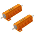 Miniatyrbillede 1 af 5: 2 stk. 50W 3 Ohm Aluminium Case Modstand Høj Effekt Belastningsmodstande Guld Skal Plade Wirewound Chassis Monteret Heatsink Housing