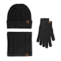 Miniatyrbillede 1 af 5: Vinter Beanie Hat Scarf Touchscreen Handsker Sæt Til Mænd Og Kvinder Sort