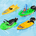 Miniatyrbild 2 av 5: 1 st Speedbåt Skepp Uppdrag Leksak Flyta I Vatten Barnleksaker Klassiska Urverksleksaker Vinter Dusch Badleksak För Barn Pojkleksaker YELLOW