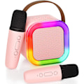 Pikkukuva 1 / 6: Karaoke-kone lapsille ja aikuisille, kannettava Bluetooth-kaiutin langattomalla mikrofonilla, lahjat syntymäpäiväkotijuhliin Pink