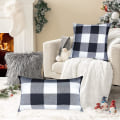 Miniatyrbilde 5 av 5: Rustikke putetrekk i bondehus-stil, sett med 2 dekorative putevar i lin for sofa, stil 1 style1
