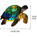 Miniatyrbillede 3 af 3: Farvet glas bordlampe dyreformet marokkansk natbordslampe, bohemsk maleri natlys dekorative sengeborde lamper dekor Turtle shape