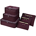 Miniatyrbilde 1 av 7: Reisearrangør Pakkeposer, 6 PCS Reisepakkekuber Sett for Klær Reisebagasje Organisasjonsposer Oppbevaringsposer Wine Red