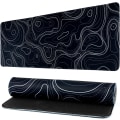 Miniatyrbilde 1 av 5: Musematte Topografisk Kontur Stor Skrivebordsmatte Lang Datamaskin Tastatur Musematte Musematte med Skli Base Skrivebordspute Kant for Hjemmekontor Arbeid (Svart)