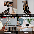 Miniatyrbild 2 av 5: Gitarrhuvud Telefonhållare, Gitarrhuvud Klämma Mobiltelefonhållare För Gitarr/Elgitarr/Bas/Ukulele