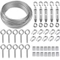 30M/2mm Rustfri Stålwire Kit med M5 Strammer til Planter, Tørresnor, Rækværk