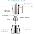 Miniatyrbilde 2 av 6: Easyworkz Espressomaker for Komfyr i Rustfritt Stål - Italiensk Kaffemaker - Induksjons Moka Pot 6Cup 10oz