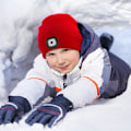 Miniatyrbilde 4 av 5: Led-belyst Beanie-lue for Barn. Oppladbar 4 Led Hodelykt Lue. Strikket Vinter