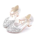 Piger Pailletter Prinsesse Lave Hæle Fest Dansesko Sølv 32 Silver 32