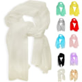 Miniatyrbilde 1 av 6: Chiffon skjerf, sjal og omslag for kvinner - Mykt og lett kveldskjole elegant bryllup brud brudepike skjerf White