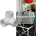 Miniatyrbillede 3 af 4: 3-vejs PVC-fitting PVC-rørforbindelser, tredimensionelle fittings, møbelforbindelser, drivhusramme (32mm,4stk) (hy)