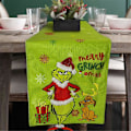 Miniatyrbild 2 av 2: Julbordstablett med Grinch-tryck, duk för hemmet, matbord, flagga, juldekorationer