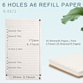 Miniatyrbillede 3 af 5: A6 Refillpapir, 3 pakker 100GSM Tykt genopfyldningspapir 6 huller Fyldindsæt Løsarkpapir 135 ark (270 sider)