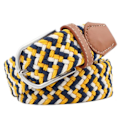 Miniatyrbillede 1 af 5: 41 * 1,3 tommer Unisex Elastisk Stof Flettet Stretch Bælte Casual Mænd Kvinder Talje Bælte med PU Læder Spænde, Blå Hvid Sort Blå Hvid Sort blue white black