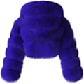 Miniatyrbilde 2 av 4: Pelsjakke for kvinner med hette, kortere boblejakke, fleece, varm jakke, pluss størrelse, vinterjakke for kvinner Blue 4XL