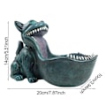 Miniatyrbilde 3 av 5: Halloween Godteriskål Resin Skummel Stor Munn Katt Statue Godterifat Gotisk Katt Nøkkelbolle for Skrivebord Inngangsbord Blue