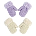 Miniatyrbilde 1 av 5: 2 par høst- og vinterhansker for barn, sklisikre, varme og kasjmir-strikkede hansker S Beige -  purple