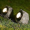 Miniatyrbillede 4 af 5: Solcellelamper udendørs i klippeform, LED, vandtæt solcelle spotlight med justerbar belysningsvinkel, 2 lystilstande, dekorative stenlamper til sti