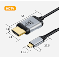 Miniatyrbillede 4 af 5: Videoprojektionskabel Type-C til HDTV/DP/MiniDP højopløsningskabel 4K60Hz, egnet til mobiltelefoner/skærme/tv'er/computere Type-C To HDMI