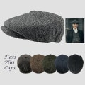 Miniatyrbild 1 av 4: Ny herrmode Peaky Blinders hatt herr nyhetspojke keps ullblandning fiskbensmönster tweed vinterhatt varm Coffee  White