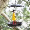 Miniatyrbillede 2 af 3: Metal Fuglefoderautomat og Spand i Paraplyform - Vejrbestandig i Antik Stil med Krog og Kæde til Piger Vildfuglefoderstation