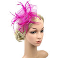 Miniatyrbilde 4 av 4: Dame Fascinator Hatt Blomst Bryllup Fascinator Hodebånd Fjær Brude Hodeplagg Hodeplagg Hatt Bowler Mini Topphatt Hårspenner rose red