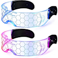 Miniatyrbilde 1 av 4: 2 par LED Visor Briller Dual Control 7 Farger Og 4 Moduser Futuristiske Briller Lys Opp Briller Rave Briller Lysende Briller