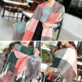 Miniatyrbild 5 av 5: Fashion Dam Scarf och Sjal Vinter Dam Scarves Filt Scarf för Kvinnor Tartan Scarf Damgåvor (Rosa)